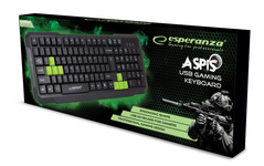 ESPERANZA KLAWIATURA PRZEWOD. GAMING USB ASPIS ZIELONA