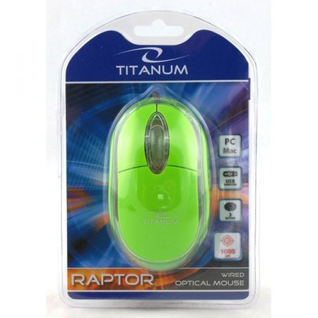 TITANUM MYSZ PRZEWOD. 3D OPT. USB  RAPTOR ZIELONA