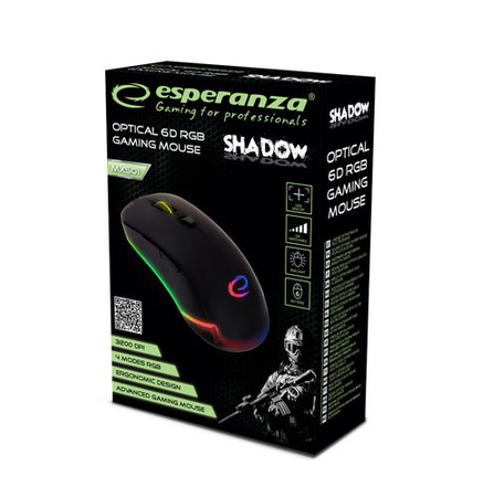 ESPERANZA MYSZ PRZEWOD. GAMING LED RGB 6D OPT. USB SHADOW