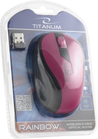 TITANUM MYSZ BEZPRZ. 2.4GHZ 3D OPT. USB RAINBOW RÓŻOWA