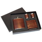 Set 6 - Flask, 2 shot glasses, cigarette case