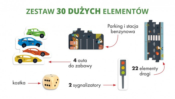 Gra edukacyjna Puzzle "Droga" dla dzieci 3+ Układanie jezdni + Wyścigi samochodów