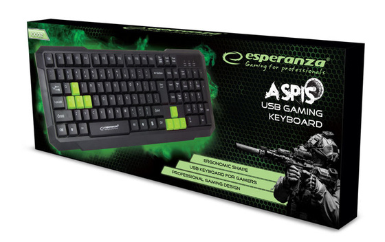 ESPERANZA KLAWIATURA PRZEWOD. GAMING USB ASPIS ZIELONA