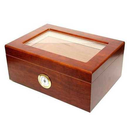 Humidor z szybką - brązowy/ 55 cygar