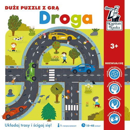 Gra edukacyjna Puzzle "Droga" dla dzieci 3+ Układanie jezdni + Wyścigi samochodów