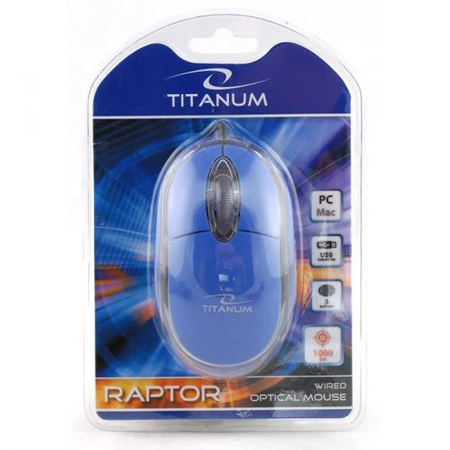 TITANUM MYSZ PRZEWOD. 3D OPT. USB  RAPTOR NIEBIESKA