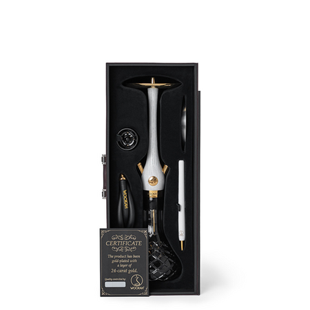 Waterpipe Wookah Mastercut Crystal Black Check White Nox 24 Carat Gold