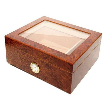 Humidor with glass - Brown / 35 cigars