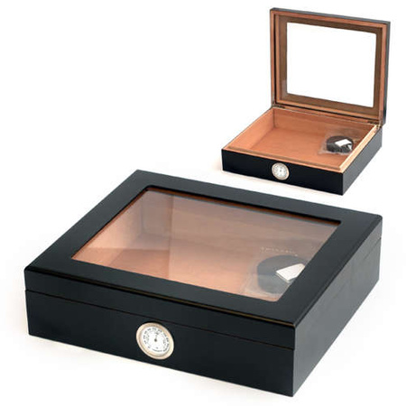 Humidor with glass - Black / 25 cigars