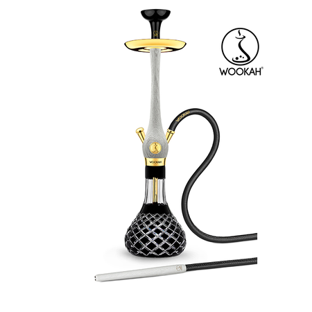 Waterpipe Wookah Mastercut Crystal Black Check White Nox 24 Carat Gold