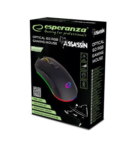 ESPERANZA MYSZ PRZEWOD. GAMING LED RGB 6D OPT. USB ASSASSIN