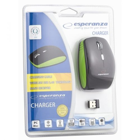 ESPERANZA MYSZ BEZPRZ. 2.4GHZ 4D OPT. USB CHARGER ZIELONA