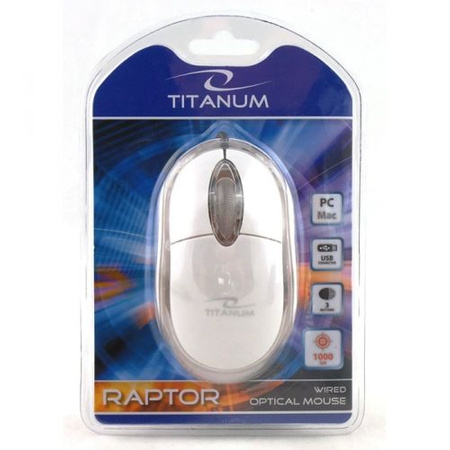 TITANUM MYSZ PRZEWOD. 3D OPT. USB  RAPTOR USB BIAŁA